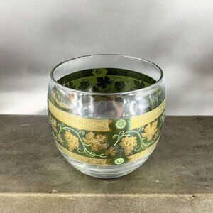 Cera Green Roly Poly Glass Golden Grapes Barware Glassware Mid Century Single 1